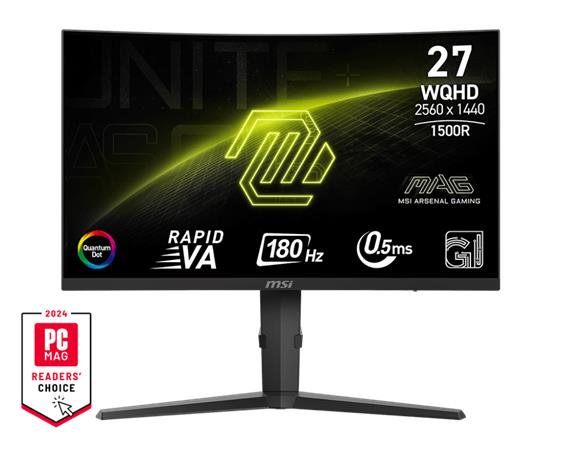 MSI Gaming monitor MAG 275CQRF QD E2 27" Rapid VA zakřivený/2560x1440 WQHD/180Hz/0,5ms/2xHDMI/DP/USB-A,B,C/Výšk.nast./černá