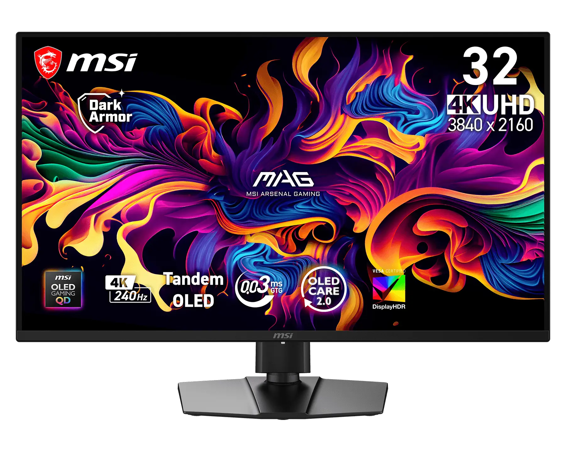 MSI Gaming monitor MAG 321UP QD-OLED X24, 31,5" QD-OLED/3840x2160(UHD)/240Hz/0,03ms/2xHDMI/DP/USB-C/výšk. nast./Pivot