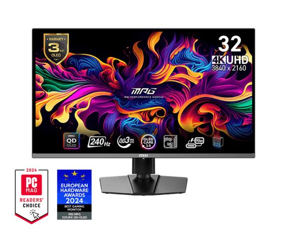 MSI Gaming monitor MPG 321URX QD-OLED, 31,5" QD-OLED/4K 3840x2160/240Hz/0,03ms/DP/2xHDMI/3xUSB/USB-C/Výškvě nastavitelný/pivot