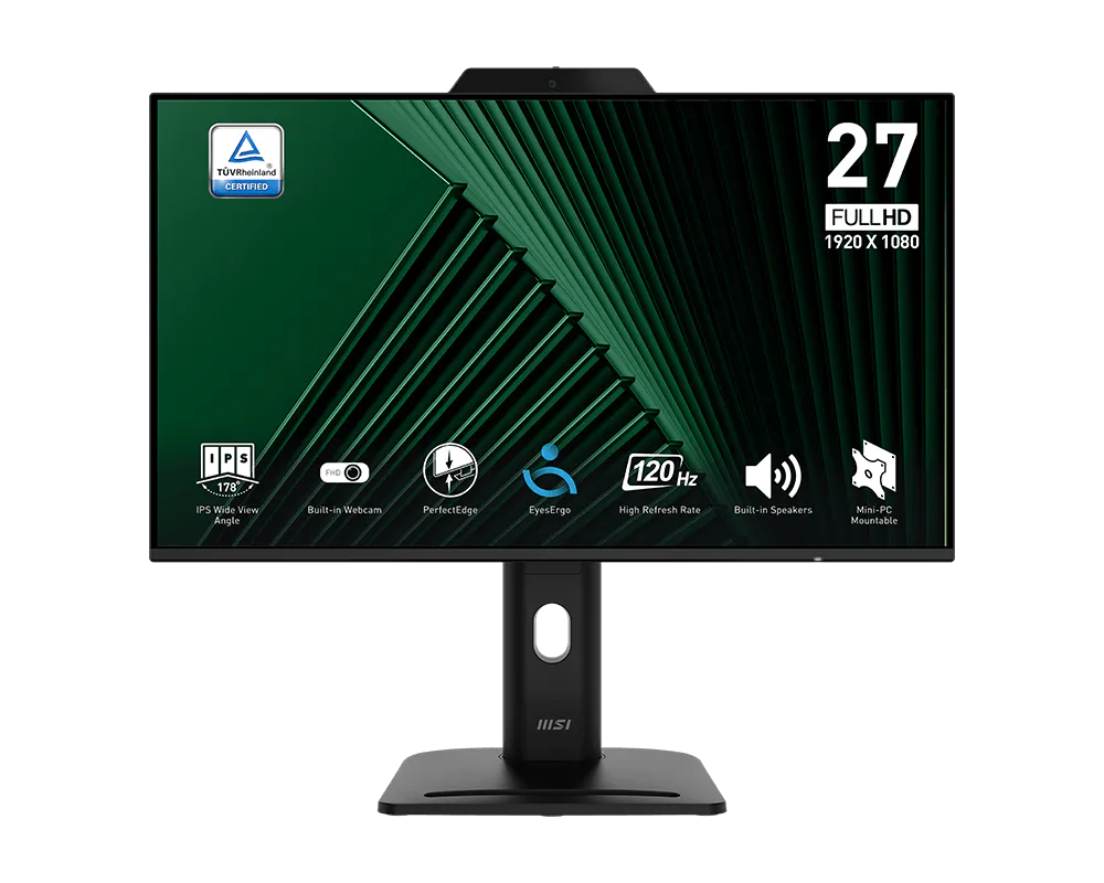 MSI monitor PRO MP272PMG, 27" IPS/1920x1080(FHD)/120Hz/1ms/DP/HDMI/D-Sub/USB-A,B/Výšk.nast./Pivot/černá