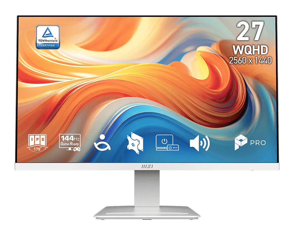 MSI monitor PRO MP273QW E14, 27" IPS/2560 x 1440 (WQHD)/144Hz/1ms/DP/2x HDMI/bílá