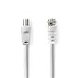 Nedis CSGL41000WT30 - Satelitní a Anténní Kabel | F Zástrčka | F Zástrčka | 75 Ohm | Dvojité Stínění | 3m | Bílá