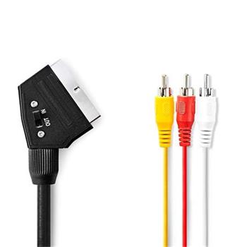 Nedis CVGP31130BK20 - Kabel SCART | SCART Zástrčka | 3x RCA Zástrčka | 480p | 2.00 m | Kulatý | PVC | Černá