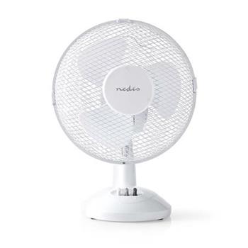 Nedis FNTB10CWT23 - Stolní Ventilátor | Síťové napájení | Průměr: 230 mm | 22 W | Rotace | 2-Rychlostní | Bílá