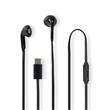 Nedis HPWD4024BK - Kabelová Sluchátka | Do uší | USB-C | Délka kabelu: 1.2 m | mikrofon | Ovládání Hlasitosti | Černá