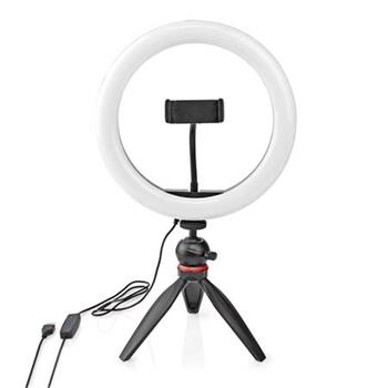 Nedis RLSTND100BK - Kruhové Světlo | 10 inch | 120 LED's | 2700 - 6700 K | Stativ | Černá