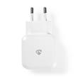 Nedis WCHAU484AWT - Síťová Nabíječka | 24 W | Funkce rychlého nabíjení | 2x 2.4 A | 2 výstupy | 2x USB-A | Bílá