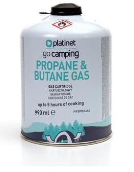 PLATINET BUTANE & PROPANE GAS CARTRIDGE CANISTER 450g 990 ml 5h
