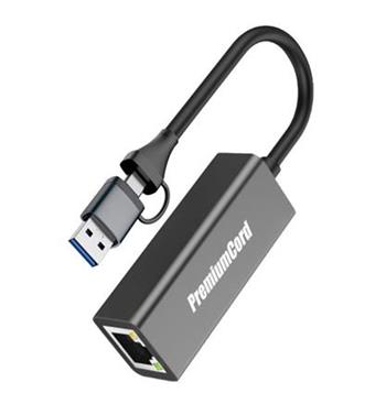PremiumCord Adapter USB-C a USB-A na Gigabit 10/100/1000Mbps 15cm