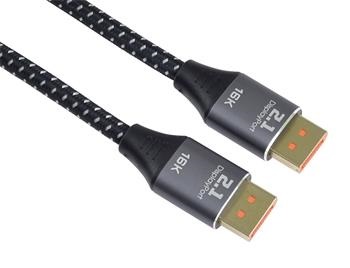 PremiumCord DisplayPort 2.1 kabel, 16K@60Hz,8K@120Hz,4K@240Hz,165Hz,144Hz kovové a zlacené konektory, 1,5m