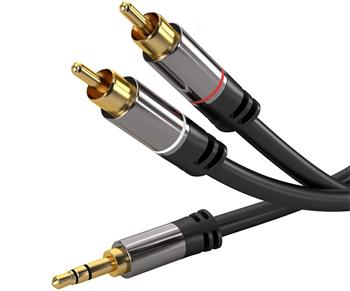 PremiumCord HQ stínený kabel stereo Jack 3.5mm-2xCINCH M/M 1,5m