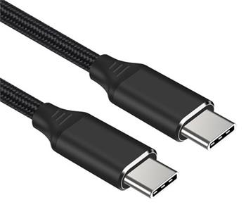 PremiumCord Kabel USB-C M/M, 240W 480Mbps černý bavlněný oplet, 0,5m