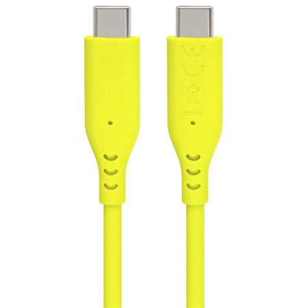 PremiumCord Silikonový kabel s konektory USB-C 60W 480Mbps žlutý extra měkký 1,5m