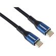 PremiumCord USB-C kabel ( USB 3.2 GEN 2x2, 5A, 100W, 20Gbit/s ) 2m, bavlněný oplet, černý