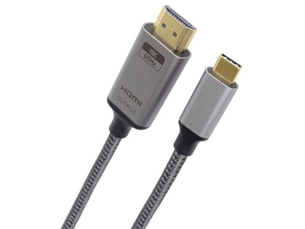 PremiumCord USB-C na HDMI kabel 2m rozlišení obrazu 8K@60Hz,4K@144Hz Aluminium