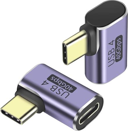 PremiumCord zahnutý 90° Adaptér USB-C Female - USB-C Male 40Gbps Aluminium