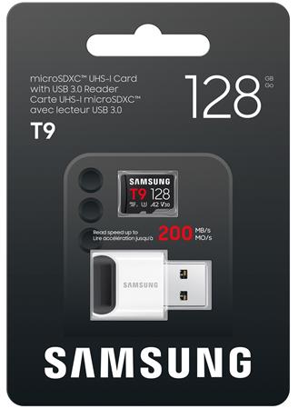 Samsung T9/Micro SDXC/128GB/UHS-I U3 / Class 10/+ Adaptér/Černá + USB Adaptér