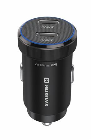 SWISSTEN CL ADAPTÉR 2x USB-C PD, 20W ČERNÝ + KABEL USB-C / USB-C, 1 M