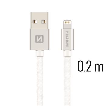 SWISSTEN DATA CABLE USB / LIGHTNING TEXTILE 0,2M SILVER