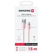 SWISSTEN DATOVÝ KABEL TEXTILE II USB / LIGHTNING 1,5 M RŮŽOVÝ