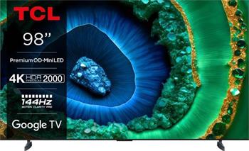TCL 98C955 TV SMART Google TV QLED/248cm/4K UHD/5000 PPI/144Hz/Mini LED/HDR10+/Dolby Atmos/DVB-T/T2/C/S/S2/VESA