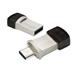Transcend 64GB JetFlash 890, USB-C/USB 3.1 duální flash disk, malé rozměry, stříbrný kov, odolá prachu i vodě
