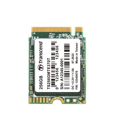 TRANSCEND MTE370T-VS1 256GB SSD disk M.2 2230, PCIe Gen3x4, M Key, 3D TLC BiCS5, DRAM-less, PE: 3K 2000MB/s R, 1100MB/s
