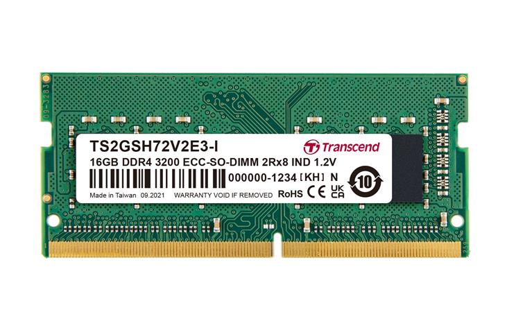 Transcend paměť 16GB Industrial ECC SODIMM DDR4 3200 1Rx8 (2Gx8)x9 CL22 1.2V