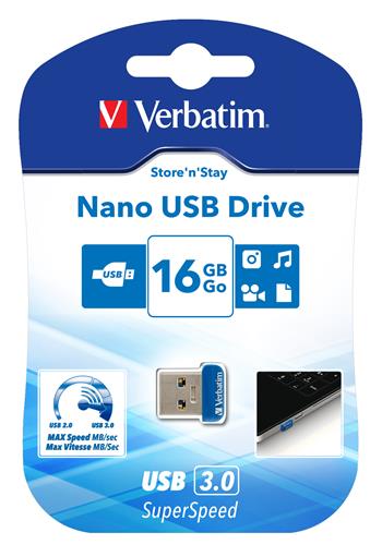 VERBATIM Store 'n' Stay NANO 16GB USB 3.0 modrá